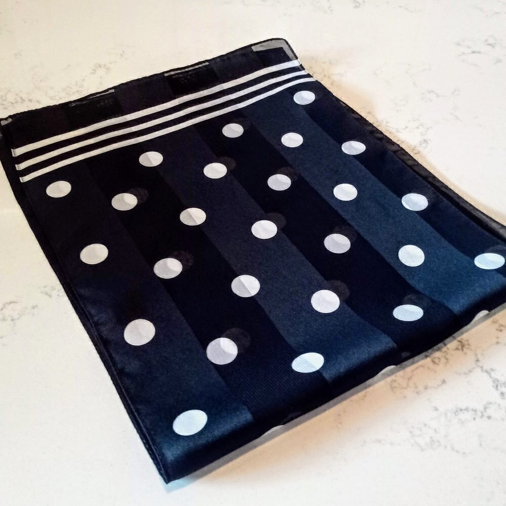 Vintage Polka Dot Stripe Sheer Oblong Scarf